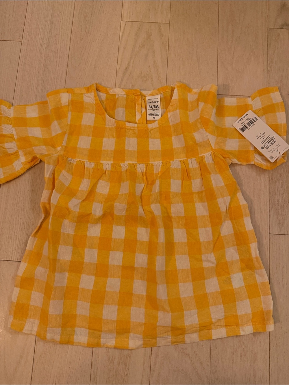 Carter's Yellow and White Gingham Baby Girl Top